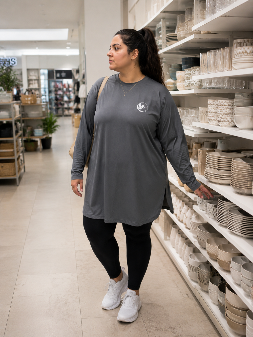 Mihna Longline Top – Charcoal Grey