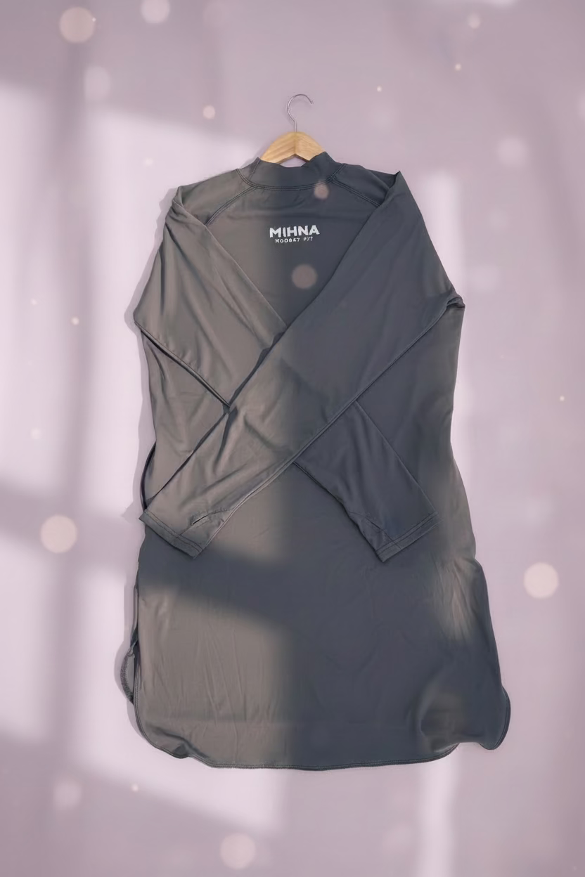Mihna Longline Top – Charcoal Grey