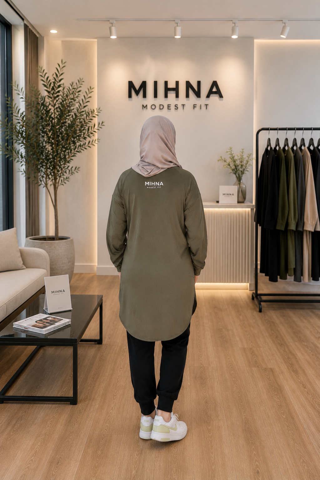 Mihna Longline Top- Olive Green