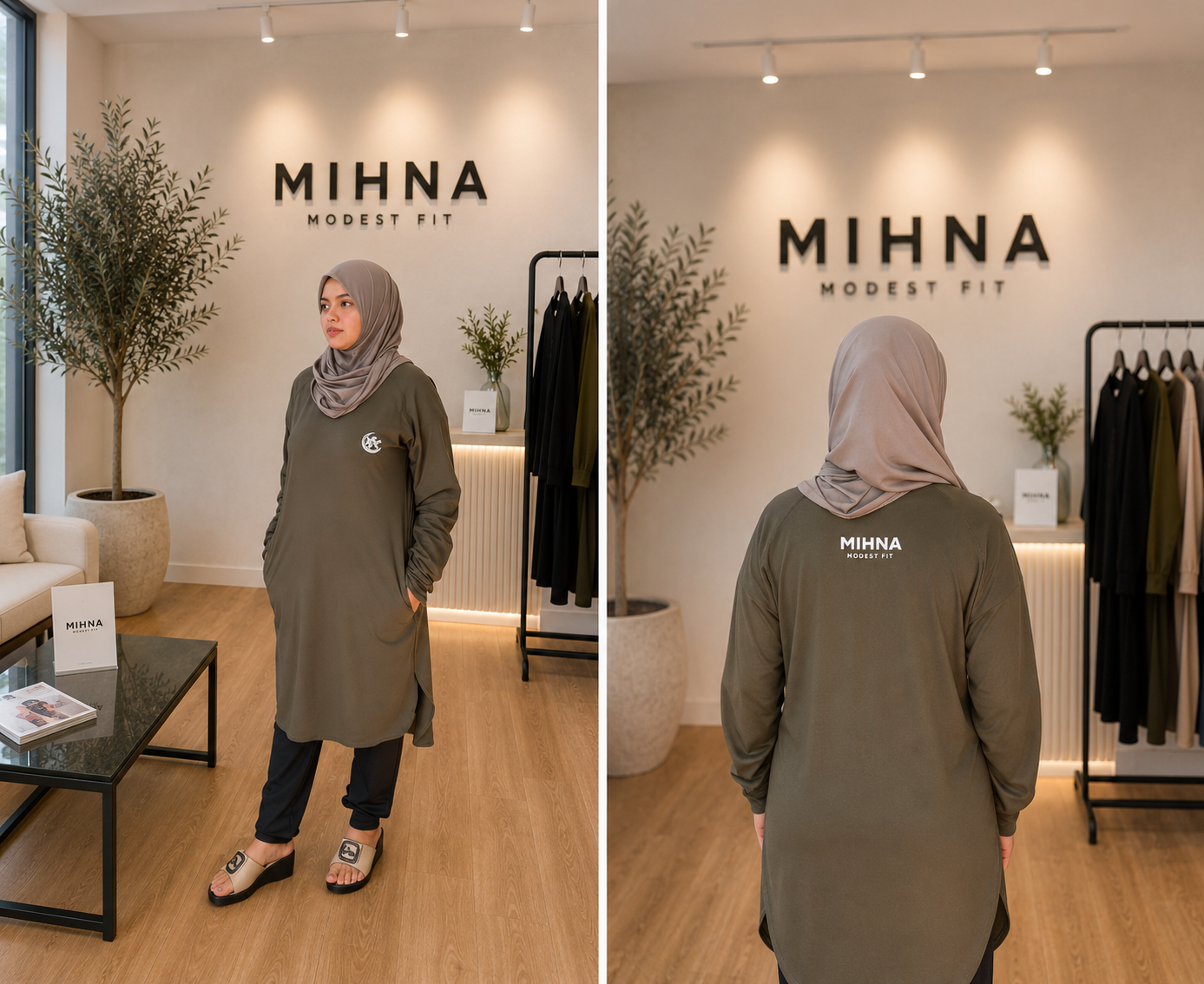 Mihna Longline Top- Olive Green